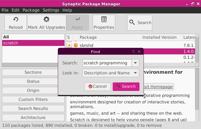 Search Synaptic for Scratch