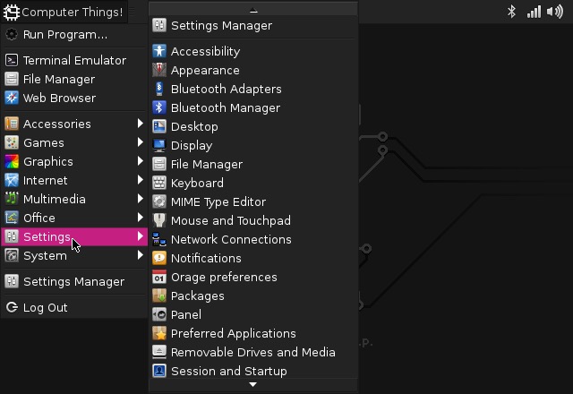 Screenshot of GUI showing where to change WiFi settings